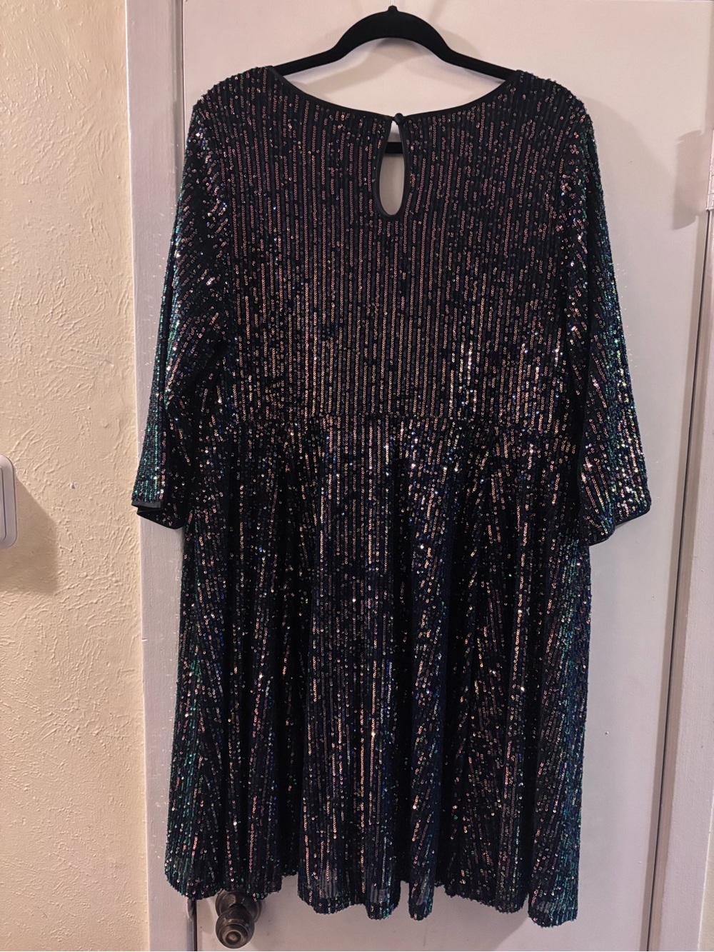 Torrid Black Sequin V-Neck Fit & Flare Dress - Picture 5 of 5